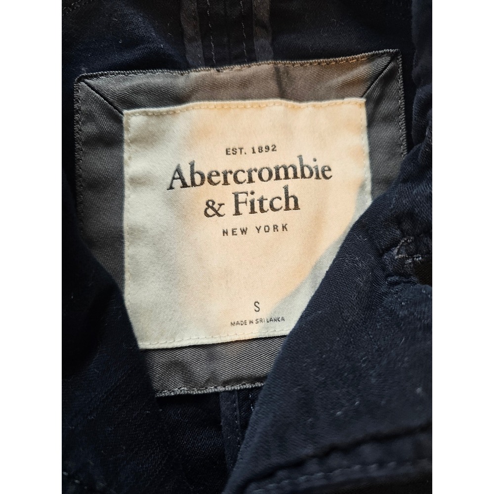 Abercrombie & Fitch Moto Jacket Womens Small Navy Blue Cotton Asymmetric Zip - Picture 2 of 3